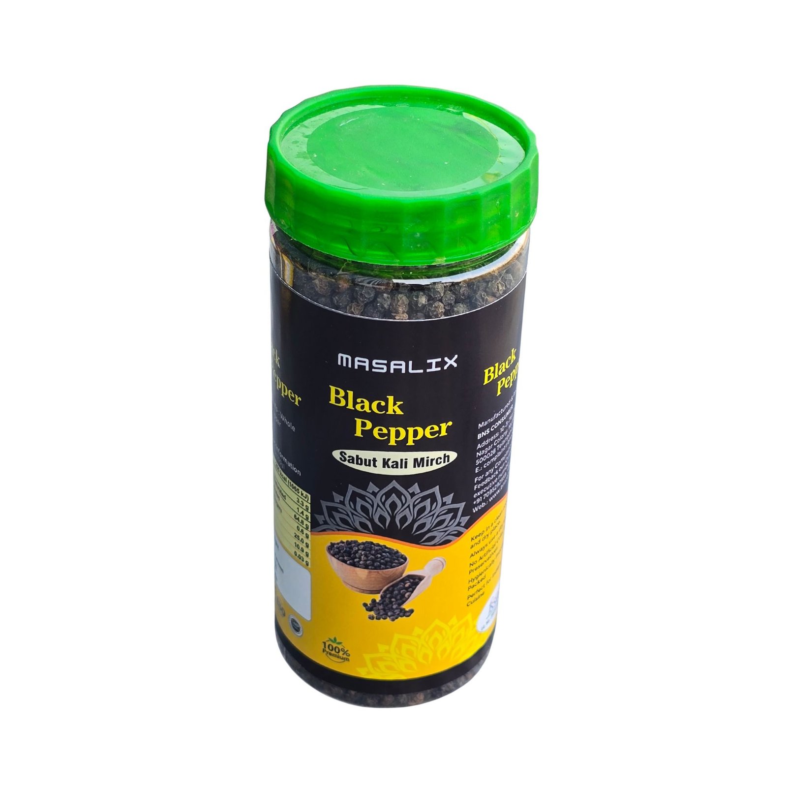 Black Pepper, Whole Black Peppercorns (Sabut Kali Mirch), 220g